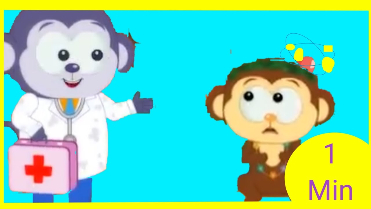 5 little monkeys jumping on the bed  ( nursery rhyme song monkeys hooplakidz 1 minuts