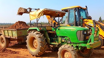 New JCB Making Village Pond And Loading Mud In Swaraj And Johndeere tractors | Jcb Cartoon Video