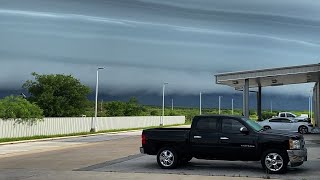 Dark Shelf Cloud Hovers Above Eastland, TX || WooGlobe
