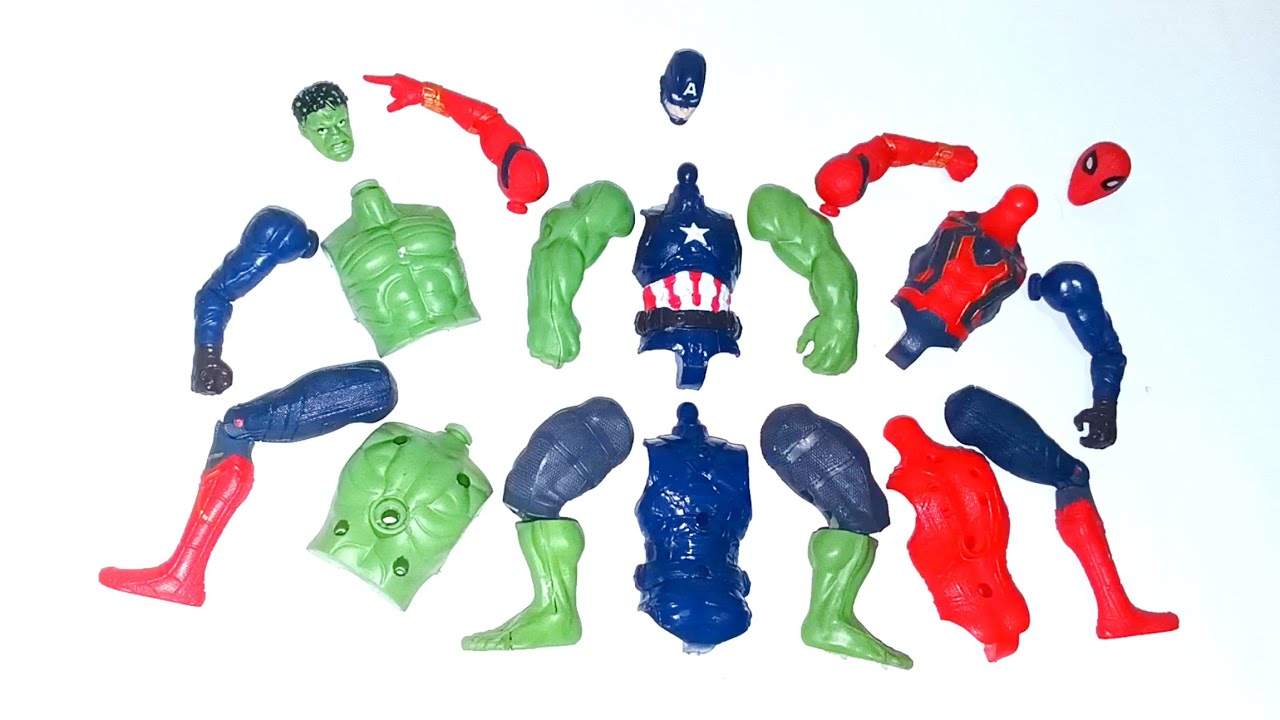 AVENGERS ASSEMBLE TOYS, Hulk smash vs Captain america vs Red-spiderman 