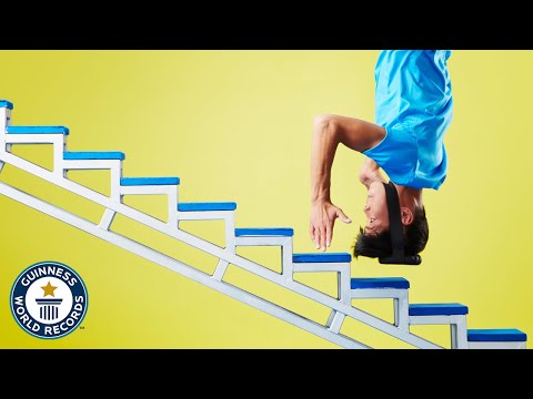 He climbs stairs with his HEAD! - Guinness World Records