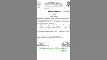TG SET notification-2025 by OU#eligibility test#assistant professor#jobs#December TG SET# exams#