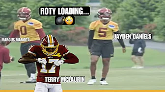 Jayden Daniels THROWING BULLETS in rain @ Commanders OTA’s & meets Terry Mclaurin & Marcus Mariota 😅 thumbnail