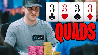 Poker Player Gets Saved By QUADS! $20,000 Pot!