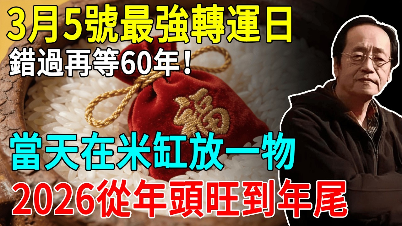 倪海廈：3月5號最強天赦轉運日，錯過再等60年！當天在米缸放一物，2026從年頭旺到年尾#倪海廈 #風水 #運勢 #中醫養生