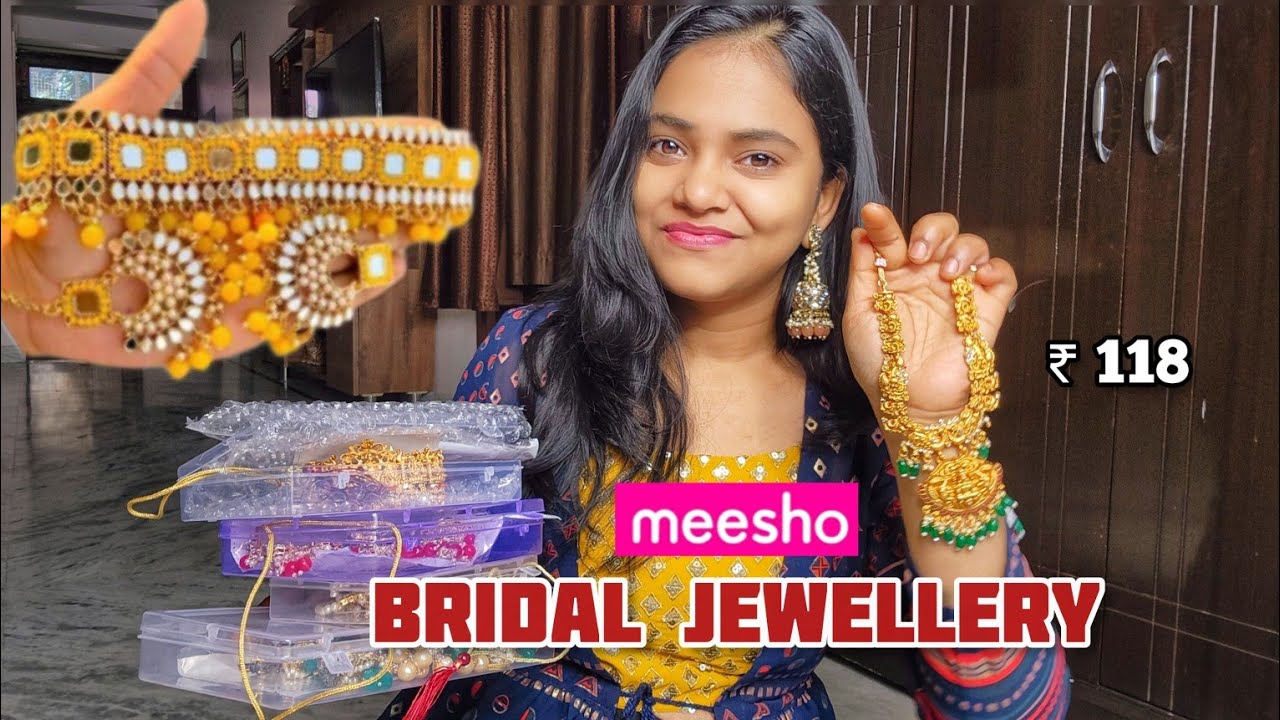 Meesho BRIDAL JEWELLERY Haul [ Temple/Pearl/Mirror jewellery] under