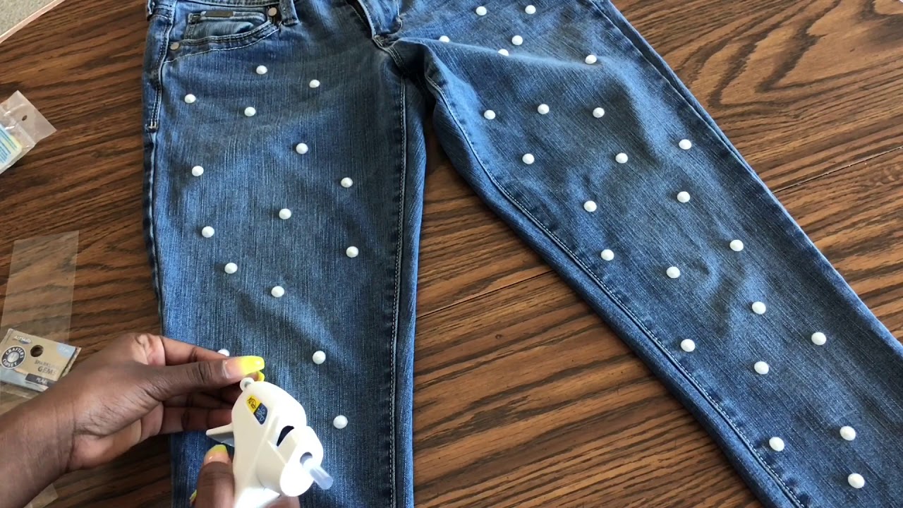 DIY Pearl Jeans ( no sew ) YouTube