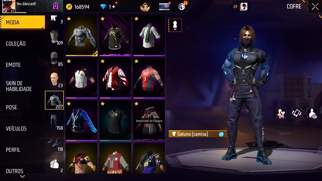 Mostrando tudo que tem no cofre do Free Fire na minha conta!!