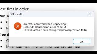 How to Fix FitGirl Setup ISDone.dll & Unarc.dll Error