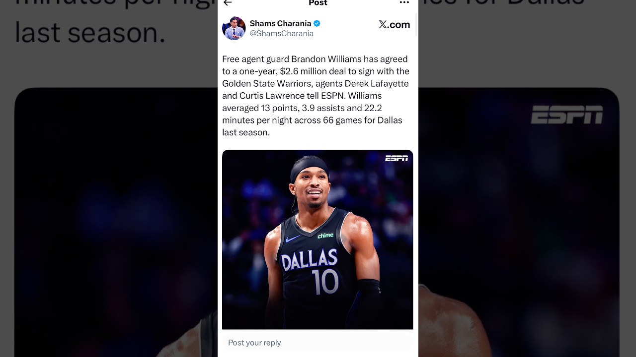 Brandon Williams signs with Golden State Warriors! 🤦🏽 #nba #fyp #shorts