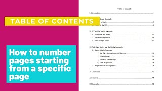 Table of Contents| How to number pages starting from a specific page| CSEC EDPM