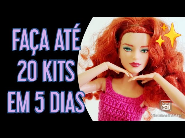 Roupa para Barbie Curvy biquíni com saída de praia e chapéu