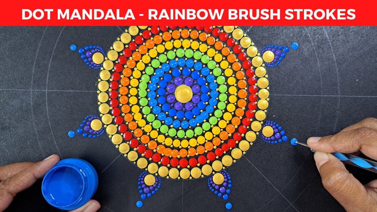 SWOOSHY RAINBOW Dot Mandala Pattern 