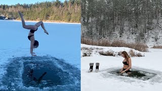 Ice Hole Swimming - Girl Takes A Chilling Dip In Ice Cold Water Wooglobe