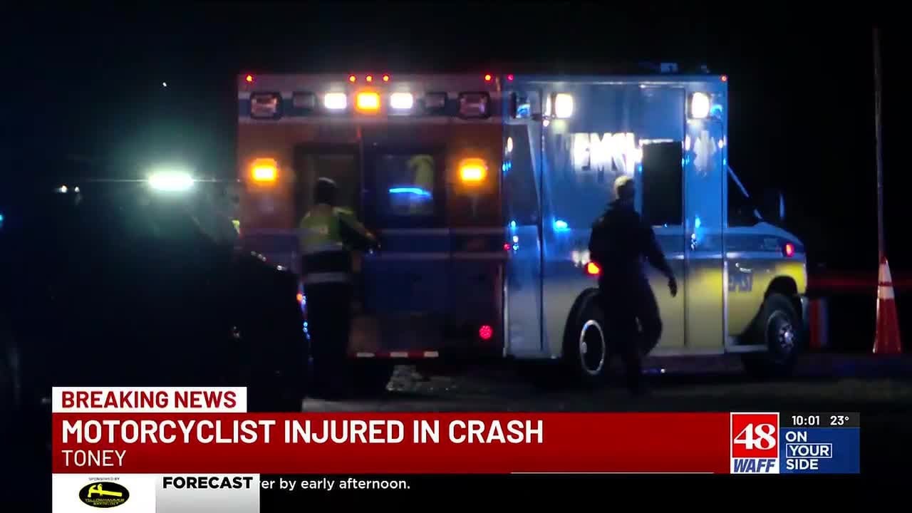 One in critical condition after vehicle-motorcycle crash in Toney - YouTube