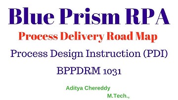 BluePrism RPA - Process Delivery Road Map-PDI - BPPDRM1031 - Aditya RPA Academy BTM Layout