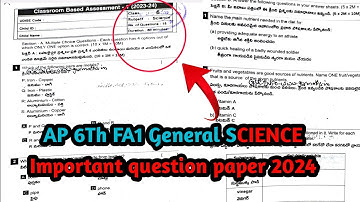 AP 6th class FA1 Science question paper 2024 || ap 6th CBA1 question paper 2024 || CBA 1 science