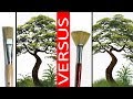 Bristle Flat Brush VS Bristle Fan Brush Which One is Better in Painting Tree Leaves?