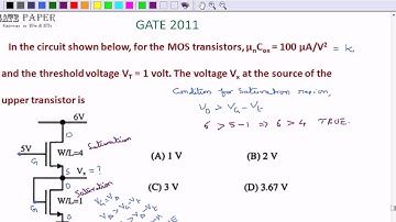 GATE 2011 ECE Output voltage of given NMOS circuit