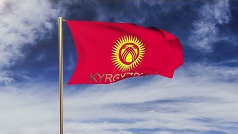 4K Kyrgyzstan flag with title waving in the wind. Looping sun rises style. Animation loop Stock