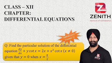 Find the particular solution of the differential equation 𝑑𝑦/𝑑𝑥+𝑦 cot⁡𝑥=2𝑥+𝑥^2  cot⁡𝑥 (𝑥≠0) given...