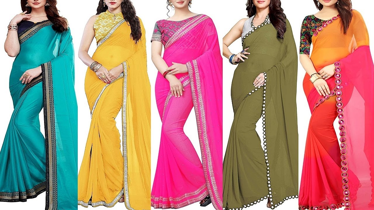 plain saree with lace