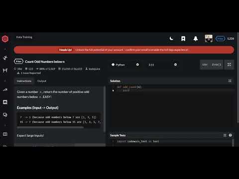 Codewars | Count Odd Numbers below n | Python 8 kyu