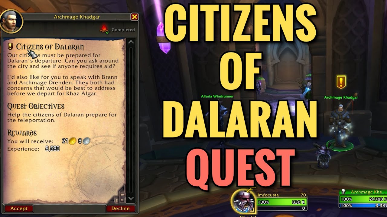 Citizens Of Dalaran Quest (WoW TWW) - YouTube