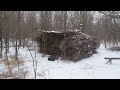 Mild snowstorm overnighter at the shelter bushcraft