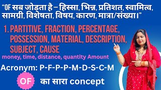 “OF in English Grammar – Complete Guide with 9 Types + Hindi → English | Acronym: P-F-P-P-M-D-S-C-M