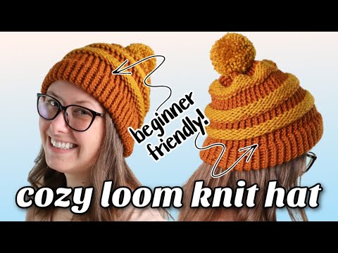 Easy Loom Knit Hat (with a Pom-Pom!) For Beginners - YouTube