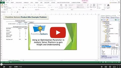 Using an Optimization Parameter in Analytic Solver Platform to gain Insight and Understanding