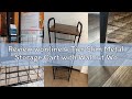Review wonline 4 Tier Slim Metal Storage Cart with Walnut Wood Top Kitchen Organizer Shelf Fruit Bas