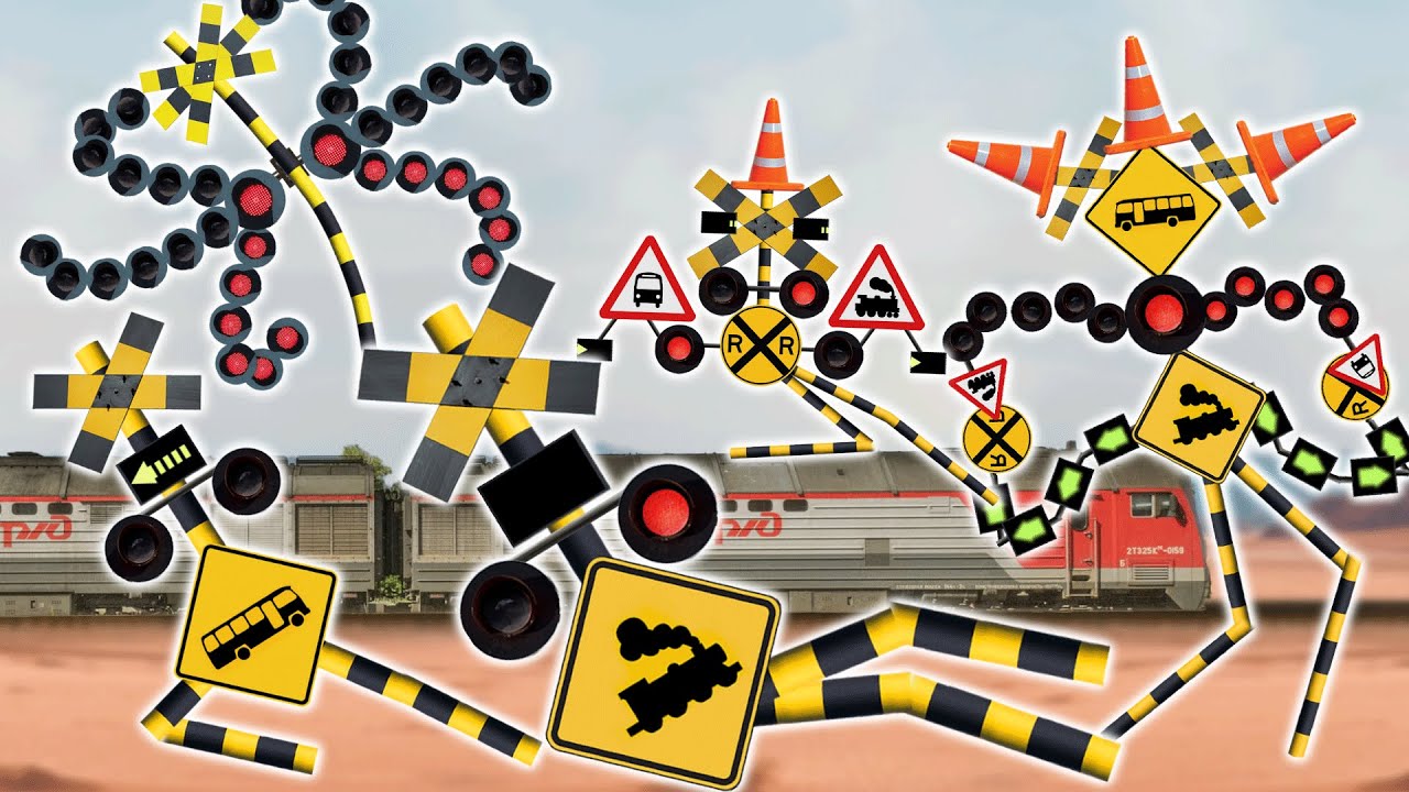 【踏切アニメ】フルーツ戦隊！ヘンテコパワー大行進🚉🚝🚠  Railroad Crossing and train railway level crossover