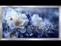 Silver Framed Tv Screen Wallpaper Floral Ambiance | Tablo Ekran Duvar Kağıdı | 4k TV Background