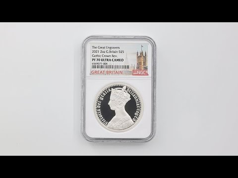 ゴチッククラウン　エリザベス2世 2ポンド銀貨 専用ケース付き 2021 ゴチッククラウン 2ozプルーフ銀貨 リバースシールド