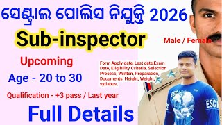 Central Police Sub-inspector recruitment 2026 Full Details FMManoj upcoming 