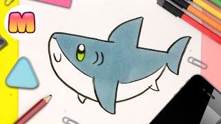 COMO DIBUJAR UN TIBURON KAWAII - Dibujos kawaii faciles - Como dibujar animales kawaii