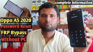 Oppo A5 2020 lock screen password Reset || pattern lock kaise tode | Oppo A5 2020 frp bypass NO Pc