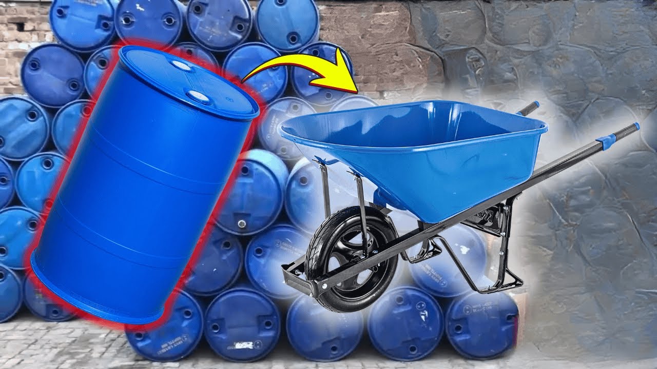 Turning a Plastic Oil Drum Into a Heavy-Duty Wheelbarrow! Genius DIY Build That Saves You $$$