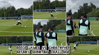 Chelsea Training Today Featuring Reece James vs Christopher Nkunku Shooting Challenge At Cobham