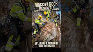 ¡MIRA ESA ROCA! 😱 Giant boulder vs cliff gravity #Geotechnical #Rocas #Rockscaling #TrabajoExtremo