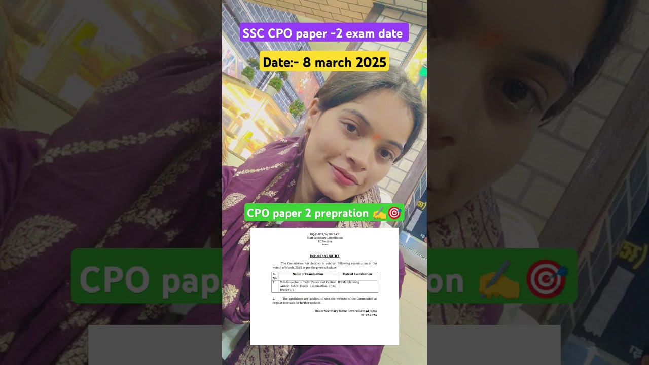SSC CPO exam date 📅|SSC exam|SSC CPO exam preparation 