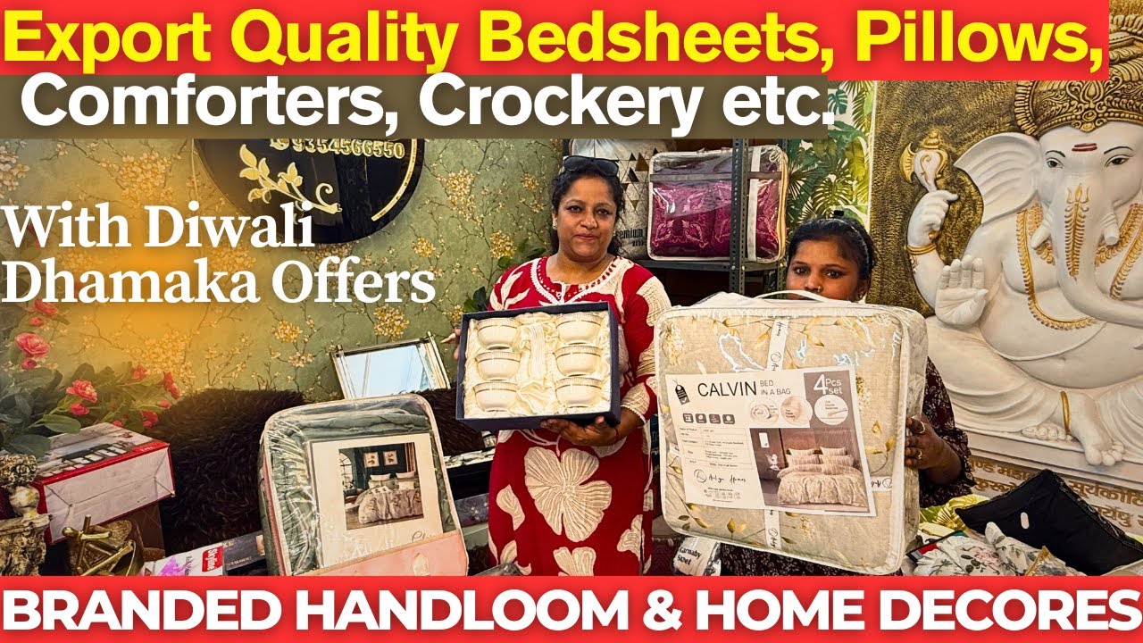 Export Quality Handloom and Home Decore | Diwali Dhamaka Offers on Handloom | Pillow, Bedsheet etc.