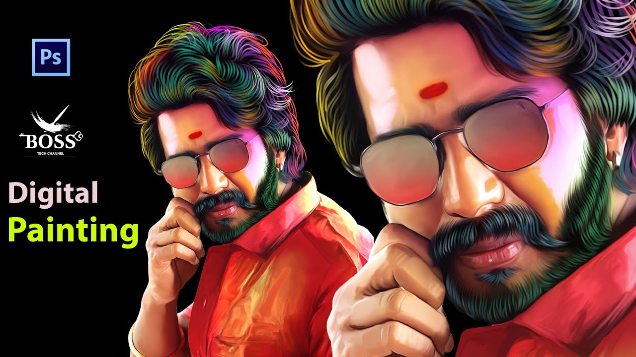 Digital painting in photoshop | Photo Oil Painting Effect | Boss Key tech channel