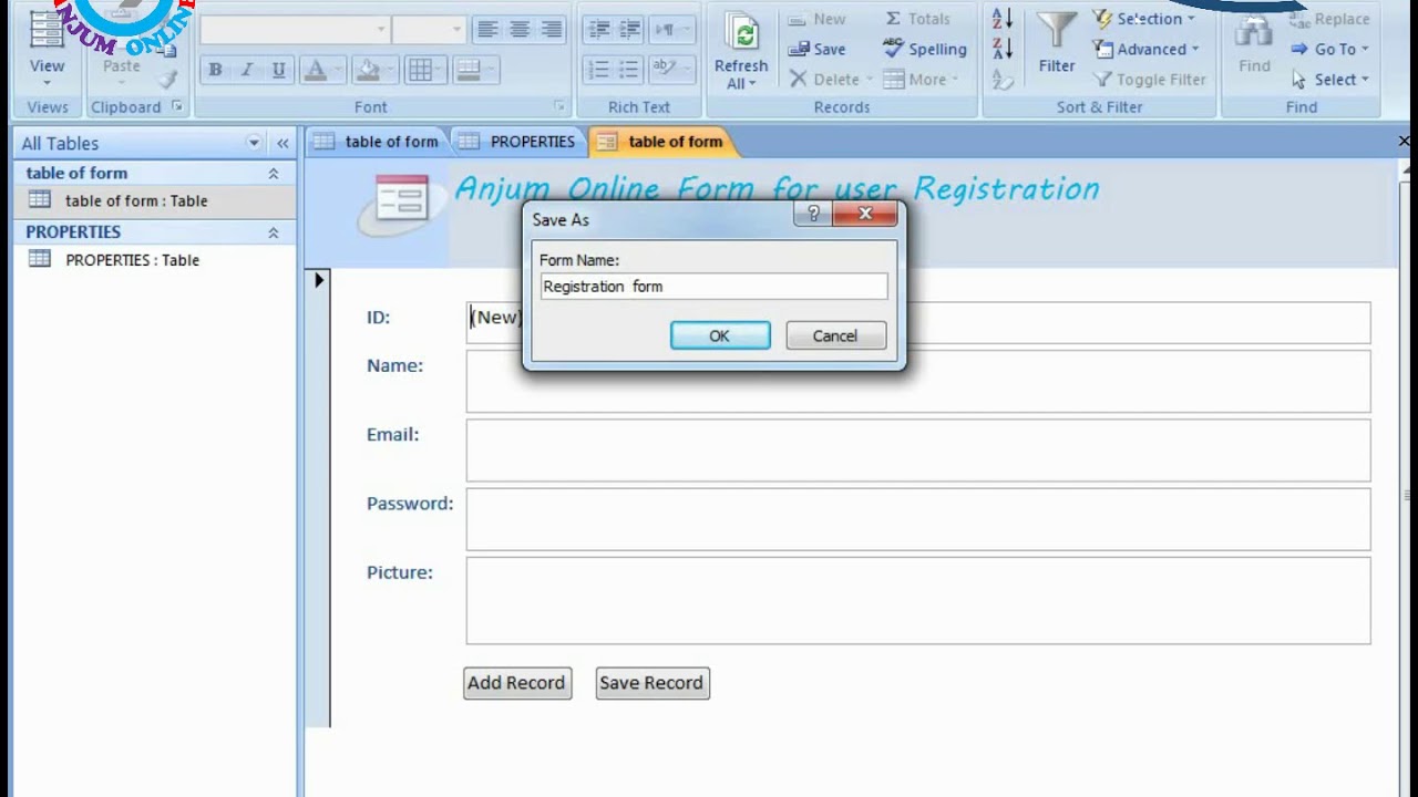 How to Save Form in ms Access - YouTube