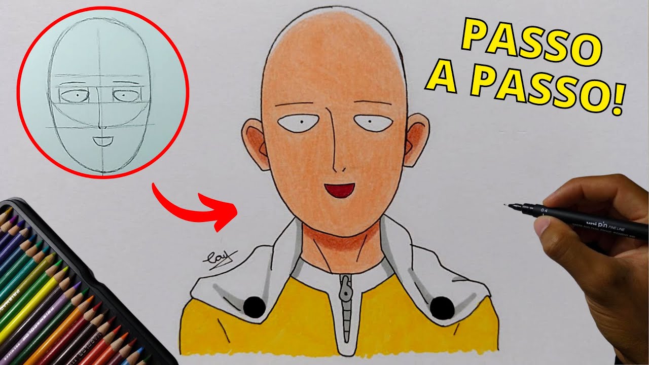 Desenhando o saitama mas ele não gostou do resultado do desenho