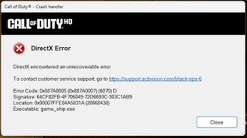 🔫 DirectX Unrecoverable Error COD Call of Duty - fix
