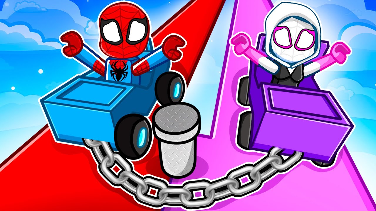 Spiderman Plays CHAINED CARS in Roblox with Spider-Gwen!
