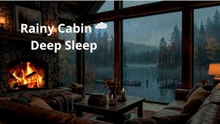 Villa Serena 🌧️ Rainy Cabin by the Lake | Fireplace Sounds for Deep Sleep &amp; Relaxation (1 Hour)
